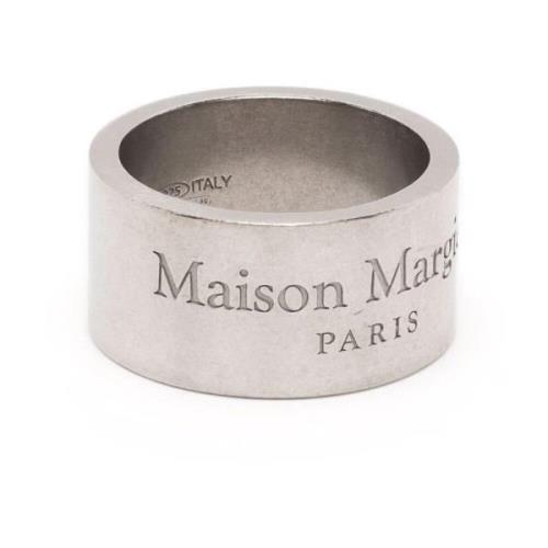 Maison Margiela Graverad Logotyp Silver Messing Ring Beige, Herr