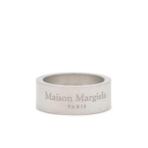 Maison Margiela Silver Logo Graverad Ring Gray, Herr