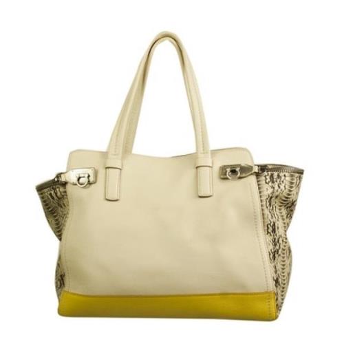 Salvatore Ferragamo Pre-owned läder plus snakeskin tote shoppare väska...