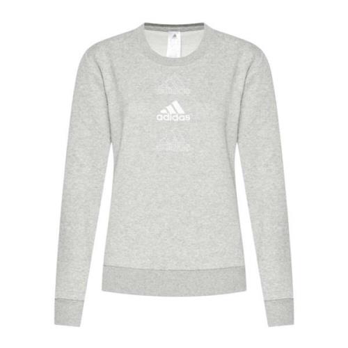 Adidas Tränings T-shirt - Bomull Logo Sweatshirt Gray, Dam