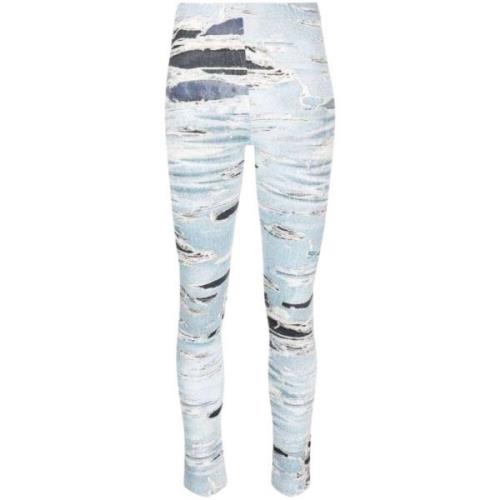 John Richmond Denim Print Leggings - Runway Kollektion Blue, Dam