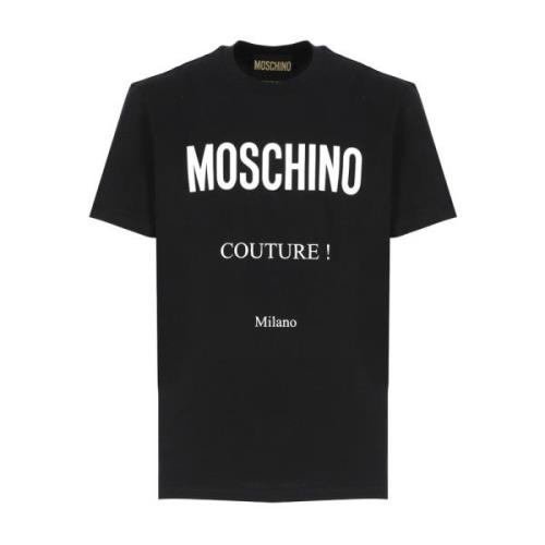 Moschino Svart bomull T-shirt med logotyp Black, Herr