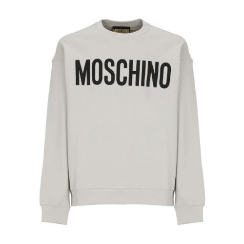 Moschino Grå Bomullssweatshirt med Kontrasterande Tryck Gray, Herr