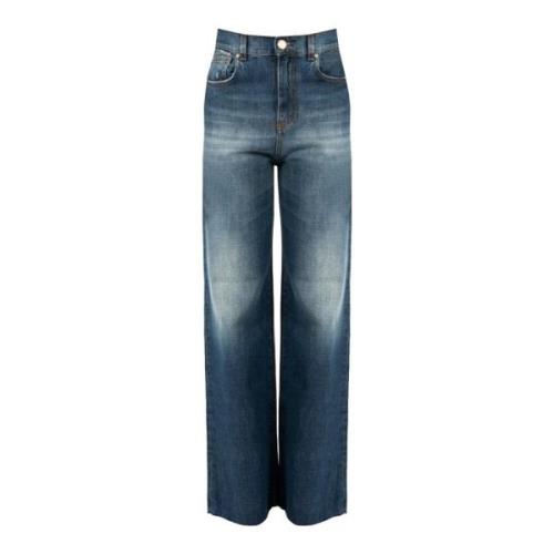 Pinko Klassiska höga slitna jeans Blue, Dam