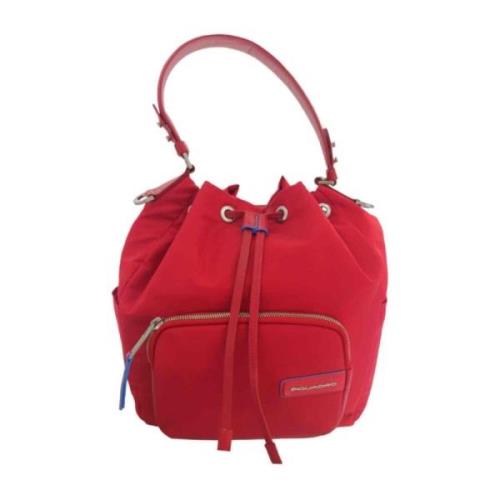 Piquadro Läder- och tygkorgväska med ryggsäcksportabilitet Red, Dam