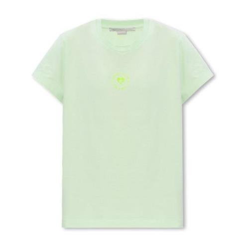 Stella McCartney T-shirt med logotyp Green, Dam