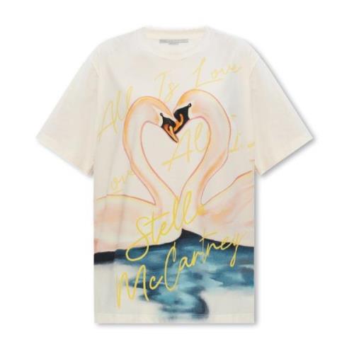 Stella McCartney Tryckt T-shirt Beige, Dam