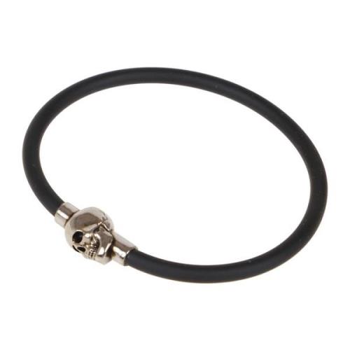 Alexander McQueen Gummisnodd Skalle Armband Gray, Herr