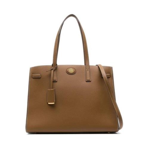 Tory Burch Brun Pebbled Satchel Handväska Brown, Dam