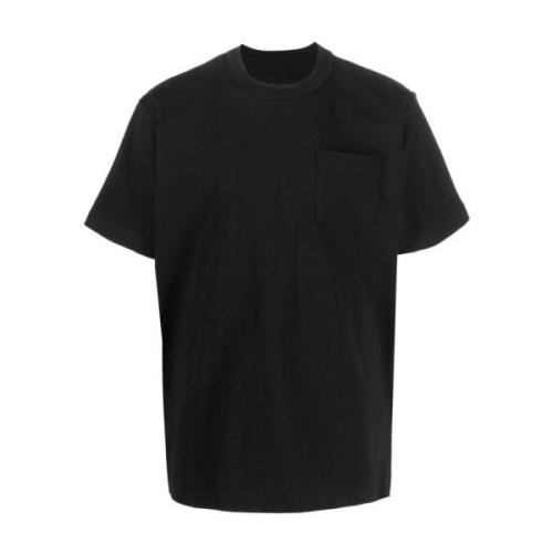 Sacai Svart T-shirt med sidodragkedja och logotryck Black, Herr
