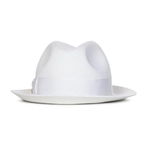 Elie Saab Vit filtad Nila hatt med juvelmonogram White, Dam