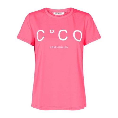 Co'Couture Stiligt Tryck Rund Hals T-Shirt Pink, Dam