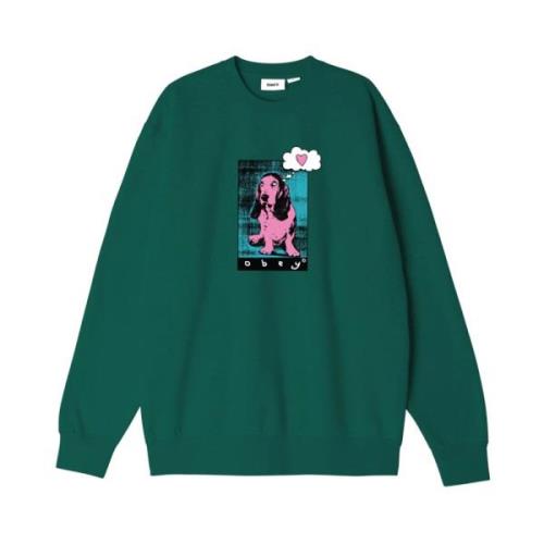 Obey Stiliga Sweatshirts Green, Herr