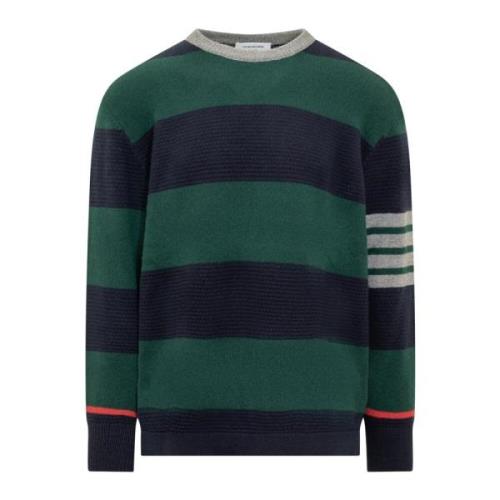 Thom Browne Randig Crewneck Sweater Green, Herr