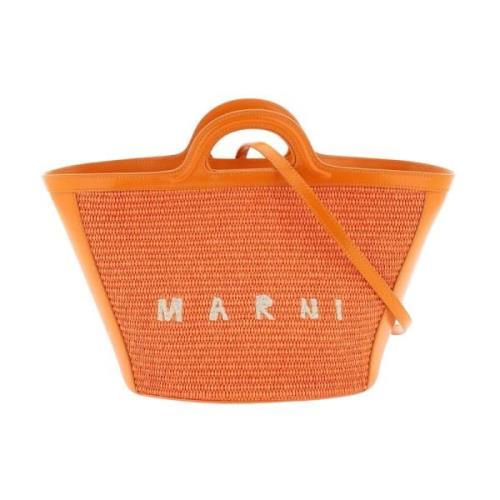 Marni Raffia och Läder Tropicalia Bucket Väska Orange, Dam