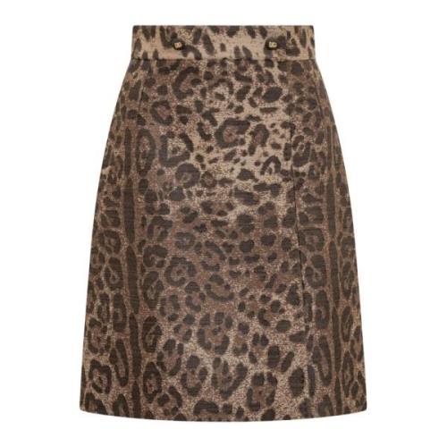 Dolce & Gabbana Leopard Print Short Skirt Brown, Dam