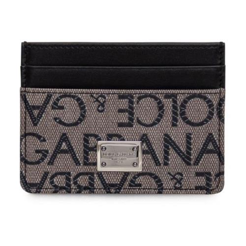 Dolce & Gabbana Grå Logo Korthållare Plånbok Black, Herr
