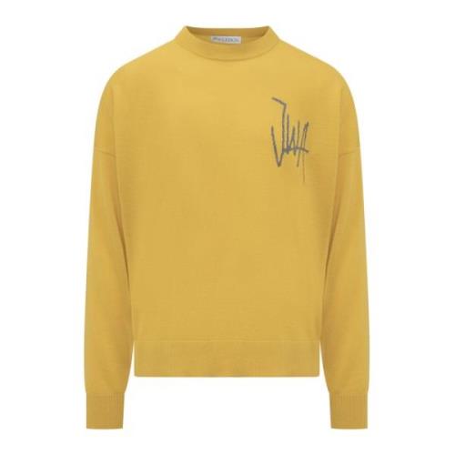 JW Anderson Jacquard Crewneck Sweater Yellow, Herr