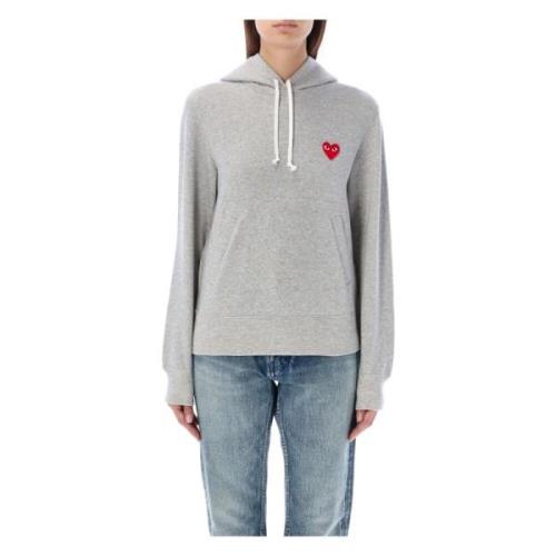 Comme des Garçons Röd Hjärta Hoodie Gray, Dam