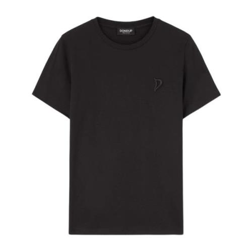 Dondup Svart Crew Neck T-Shirt med Broderad D-Logotyp Black, Dam