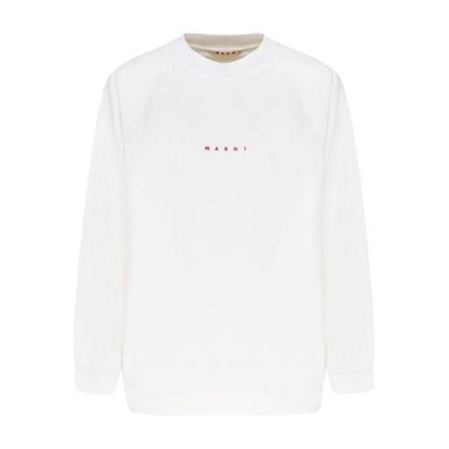 Marni Vit Logo Print Sweatshirt White, Dam