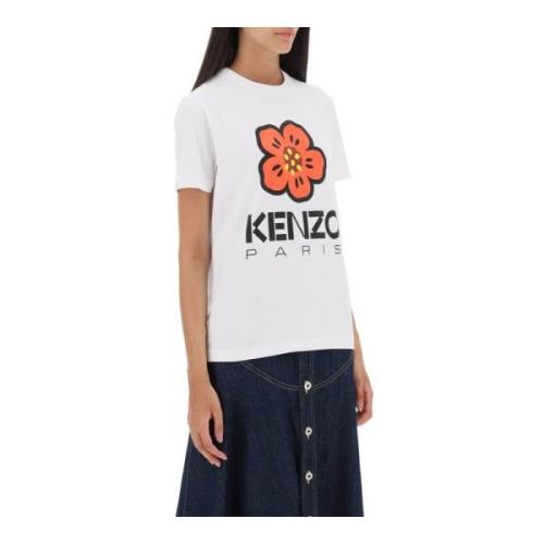 Kenzo T-shirt med Boke Flower print White, Dam