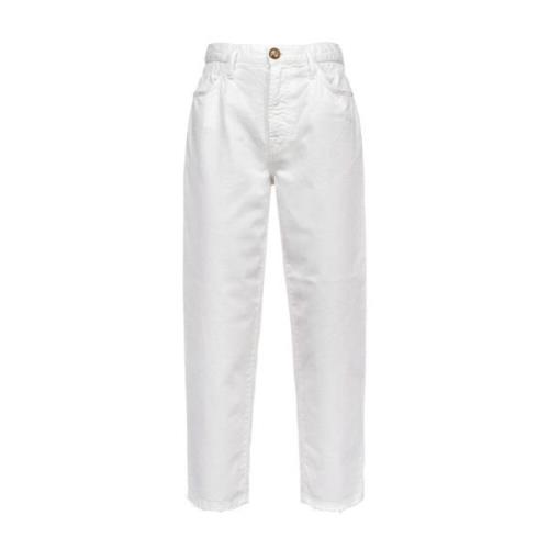 Pinko Flexi Maddie Mom-Fit Jeans med elastisk midja White, Dam