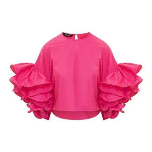 Rochas Elegant Ruffled Sleeve Blouse Pink, Dam