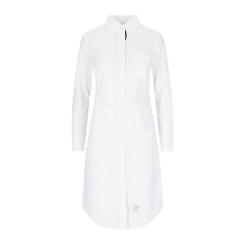 Thom Browne Vit Bomull Midi Skjortklänning White, Dam
