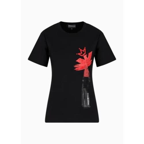 Emporio Armani Svart Lipstick T-shirt - M Black, Herr