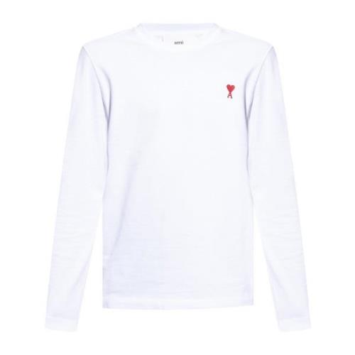 Ami Paris T-shirt with long sleeves White, Herr