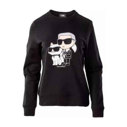 Karl Lagerfeld Bomullsweatshirt med Varumärkesmotiv Black, Dam