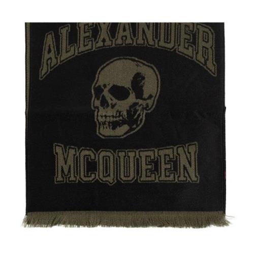 Alexander McQueen Ullhalsduk med logotyp Black, Herr