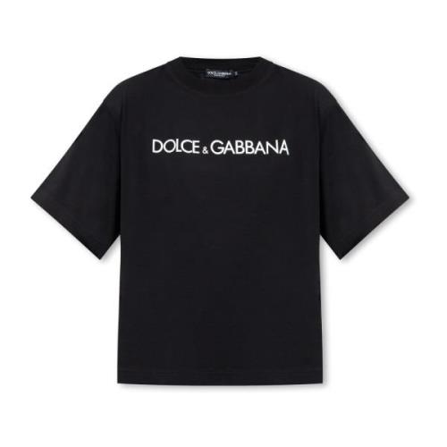 Dolce & Gabbana T-shirt med logotyp Black, Dam