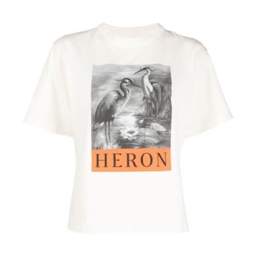 Heron Preston Vit Fågel Logo-Print T-Shirt White, Dam