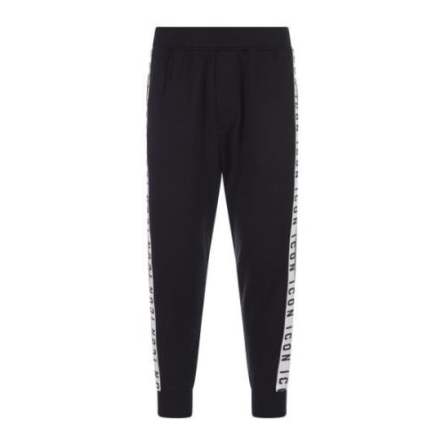 Dsquared2 Svarta joggingbyxor med elastisk midja Black, Herr