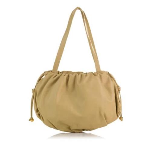 Bottega Veneta Vintage Beige Läder Axelväska med Toppstängning Beige, ...