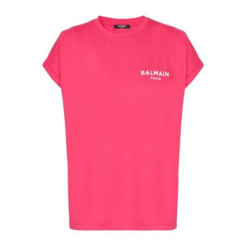 Balmain Flockad T-shirt Pink, Dam