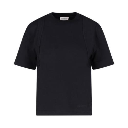 Alexander McQueen Stiliga Dam T-shirts i Svart och Grå Black, Dam