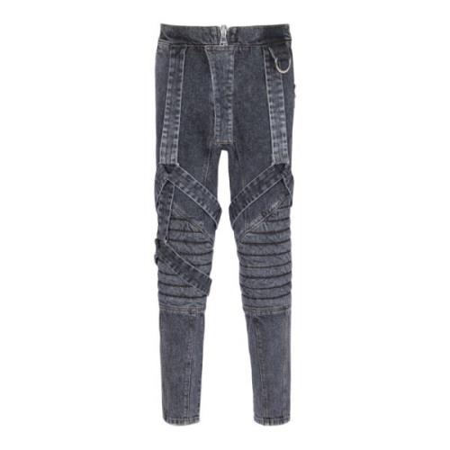 Balmain Bomull slim-fit jeans med band Black, Herr