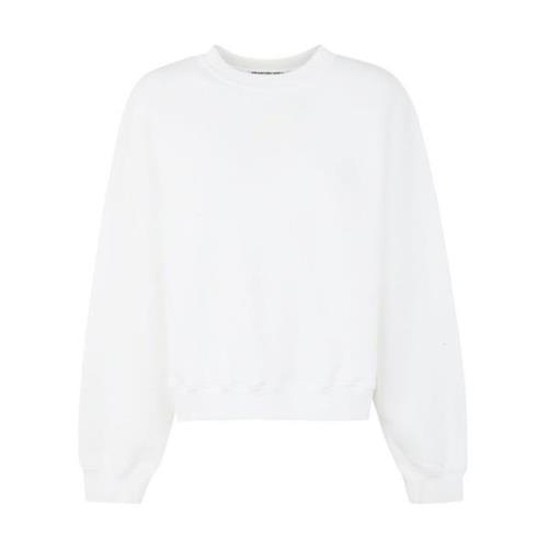 Alexander Wang Vit Terry Crew Sweatshirt med Puff Paint Logo White, Da...