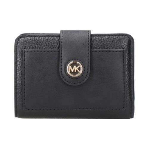 Michael Kors MK Charm Läderplånbok med Logotyp Snap-stängning Black, D...