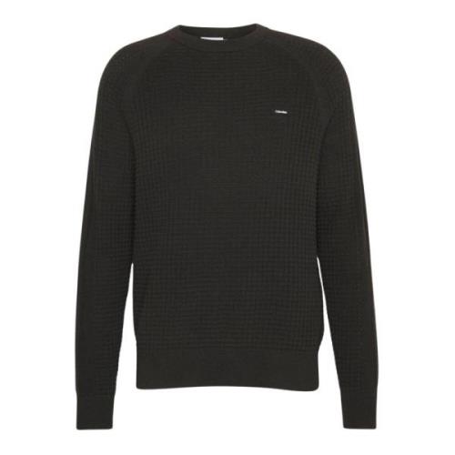 Calvin Klein Svarta Tröjor med Texturerade Ärmar Black, Herr