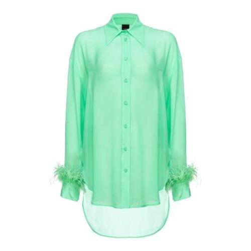 Pinko Lång skjorta med fjädrar Green, Dam