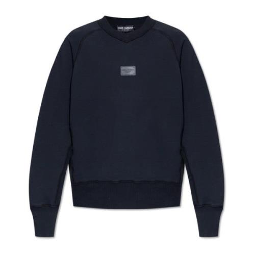 Dolce & Gabbana Sweatshirt med logopatch Blue, Herr