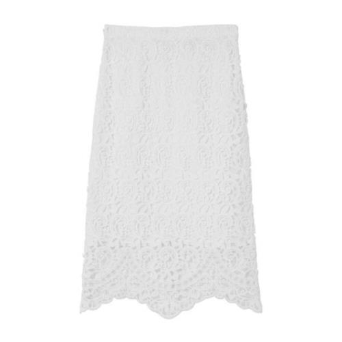 Burberry Vit Macramé-Spets Pennkjol White, Dam