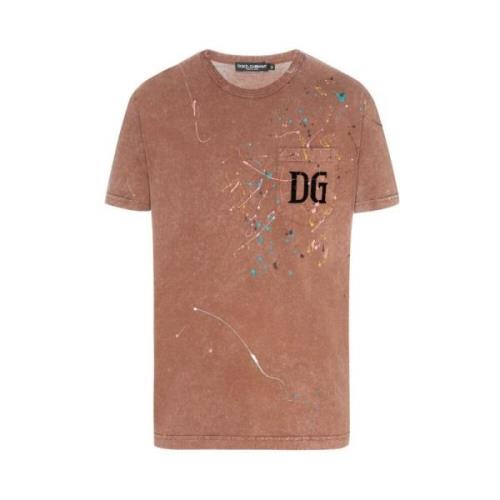 Dolce & Gabbana Brun Bomull T-shirt Brown, Herr