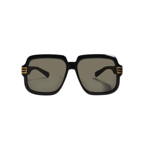 Gucci Retro Svarta Solglasögon med Guldtonade Detaljer Black, Herr