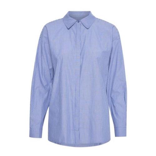 My Essential Wardrobe Klassisk Blårandig Skjorta Blue, Dam