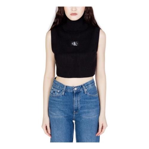 Calvin Klein Jeans Kvinnors Cropped Tröja Black, Dam